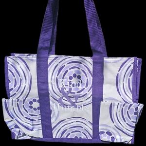 Thirty-One Purple and Gray Tote Bag with Swirl Design New In Bag No Tags